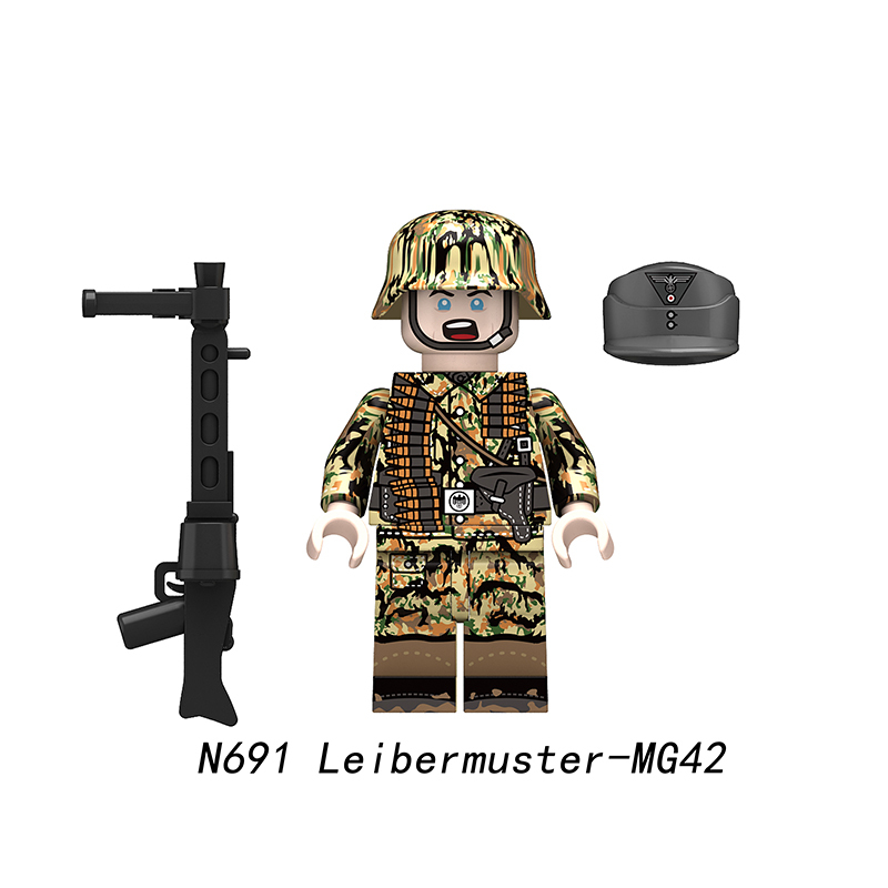 N689-691 German Soldiers Action Figure Leibermuster-STG44 Army German Leibermuster Building Blocks MP40 Weapons Gun Toys Boys N609-612