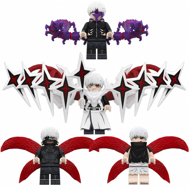WM6009 Anime Naruto Sasuke Kakashi Building Block Tokyo Ghoul Mini Action Figure Head Brick Assembly Children Birthday Gifts Toys