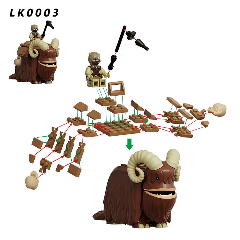 LK0003 Star Wars Series Bantha Minifigs Building Blocks Animal Horns Weapon Helmet Gun Mount Monster Dinosaur Turtle Toys Boys