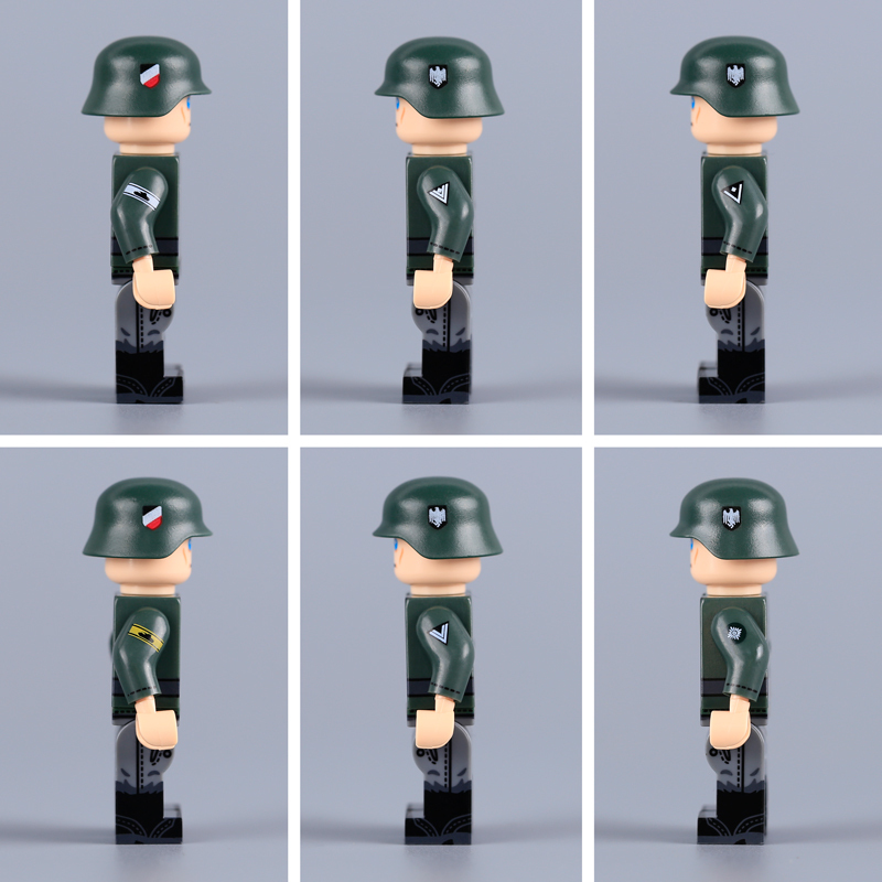  ﻿616021-606029 WW2 Military Soliders Action Figures German Offical Building Blocks Gun Weapon Minifigs War Toys Children Gifts WW1