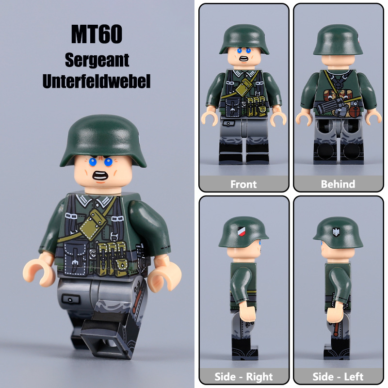  ﻿616021-606029 WW2 Military Soliders Action Figures German Offical Building Blocks Gun Weapon Minifigs War Toys Children Gifts WW1