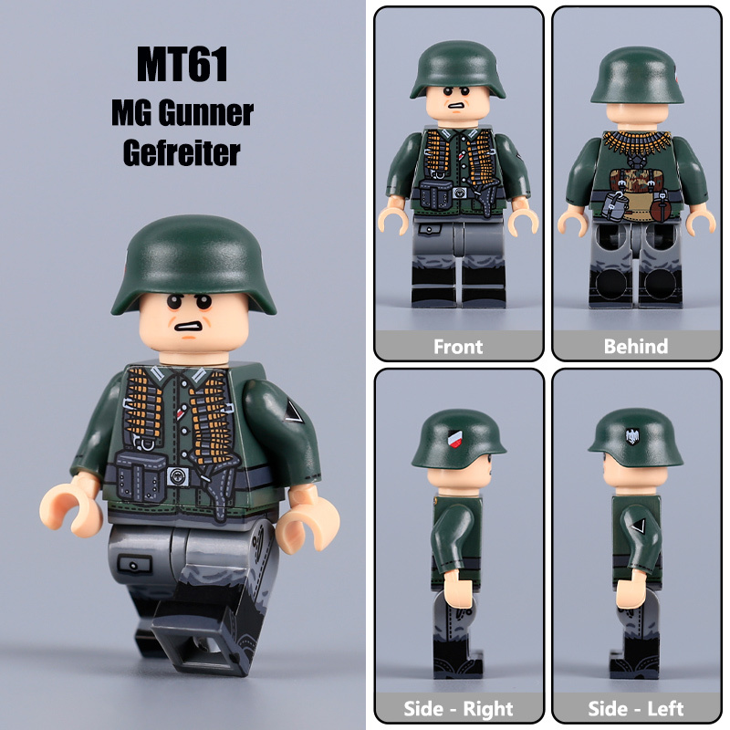  ﻿616021-606029 WW2 Military Soliders Action Figures German Offical Building Blocks Gun Weapon Minifigs War Toys Children Gifts WW1