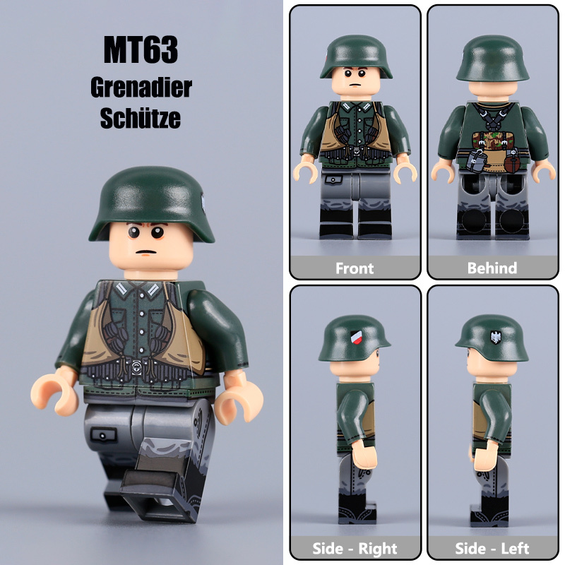  ﻿616021-606029 WW2 Military Soliders Action Figures German Offical Building Blocks Gun Weapon Minifigs War Toys Children Gifts WW1