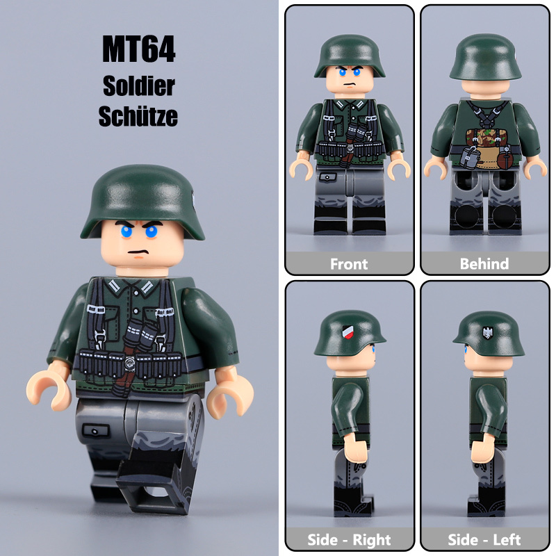  ﻿616021-606029 WW2 Military Soliders Action Figures German Offical Building Blocks Gun Weapon Minifigs War Toys Children Gifts WW1