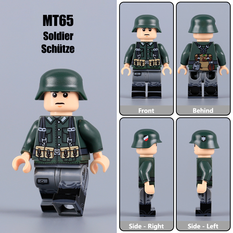  ﻿616021-606029 WW2 Military Soliders Action Figures German Offical Building Blocks Gun Weapon Minifigs War Toys Children Gifts WW1