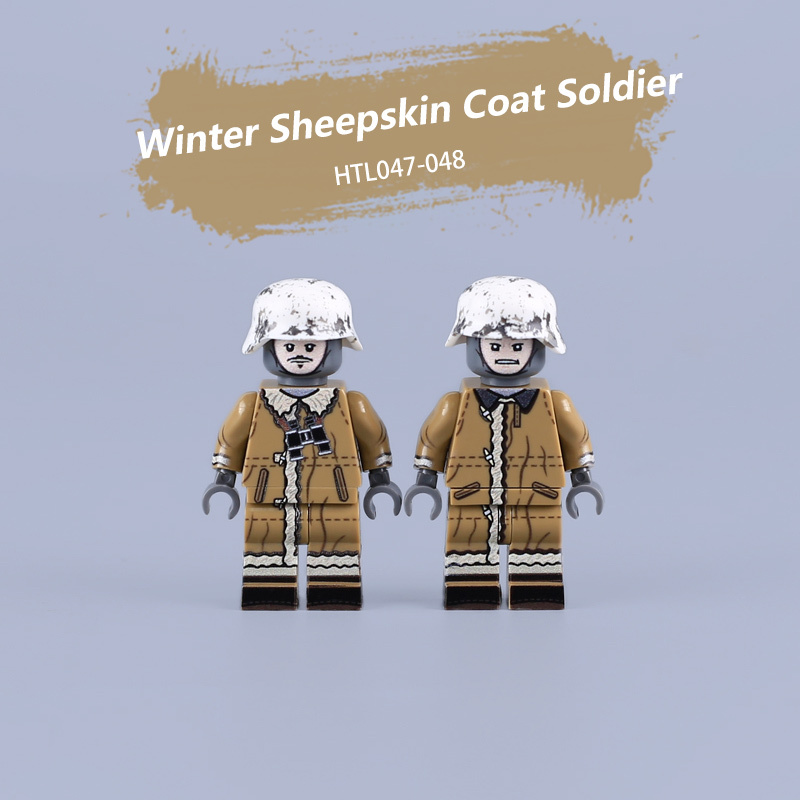 HTL039 WW2 Military WW2 soldiers Winter Sheepskin Coat Soldier German army  Action Figures UV Building Blocks Weapons Gun Toys Boys