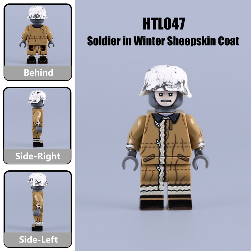 HTL039 WW2 Military WW2 soldiers Winter Sheepskin Coat Soldier German army  Action Figures UV Building Blocks Weapons Gun Toys Boys