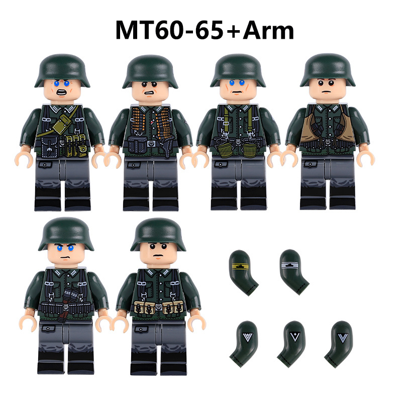 MT60-65 WW2 Military Soliders Assistant Gunner Oberschütze  Action Figures MG Gunner Building Blocks Gun Weapon Minifigs War Toys Children Gifts WW1