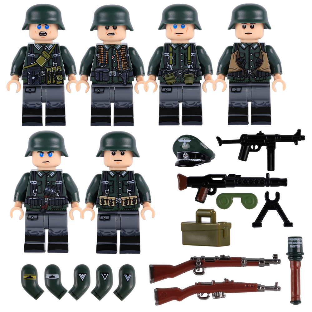 MT60-65 WW2 Military Soliders Assistant Gunner Oberschütze  Action Figures MG Gunner Building Blocks Gun Weapon Minifigs War Toys Children Gifts WW1