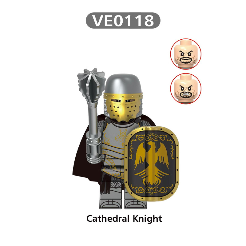 V1002 Medieval Green Rothwynn Knight Army Minifigs Building Blocks Weapon Soldiers Castle Guard Shield Children Toys Gifts
