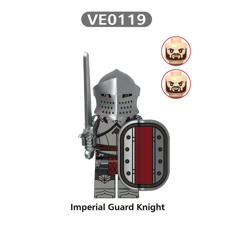 V1002 Medieval Green Rothwynn Knight Army Minifigs Building Blocks Weapon Soldiers Castle Guard Shield Children Toys Gifts