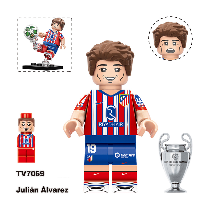 TV6507 Football Star Virgil Van Dijk Toni Kroos Anime Minifigs Building Blocks Bellingham Alvaro Morata Boys Toys Gifts Children