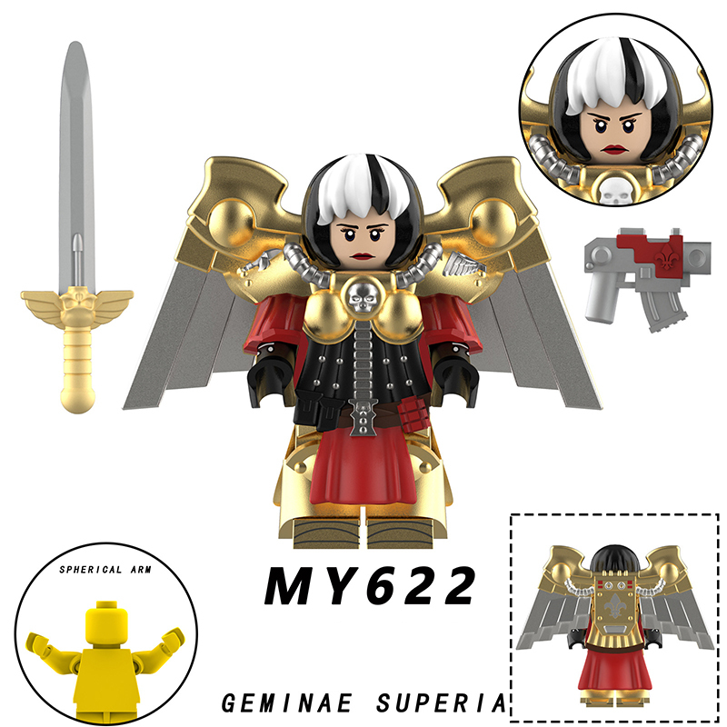 DLL016-021 British Game Ultramarines Warhammer Blood Angels Minifigs Building Blocks Warrior Ultramarines Imperial Armour Helmet Toys Gift Boy