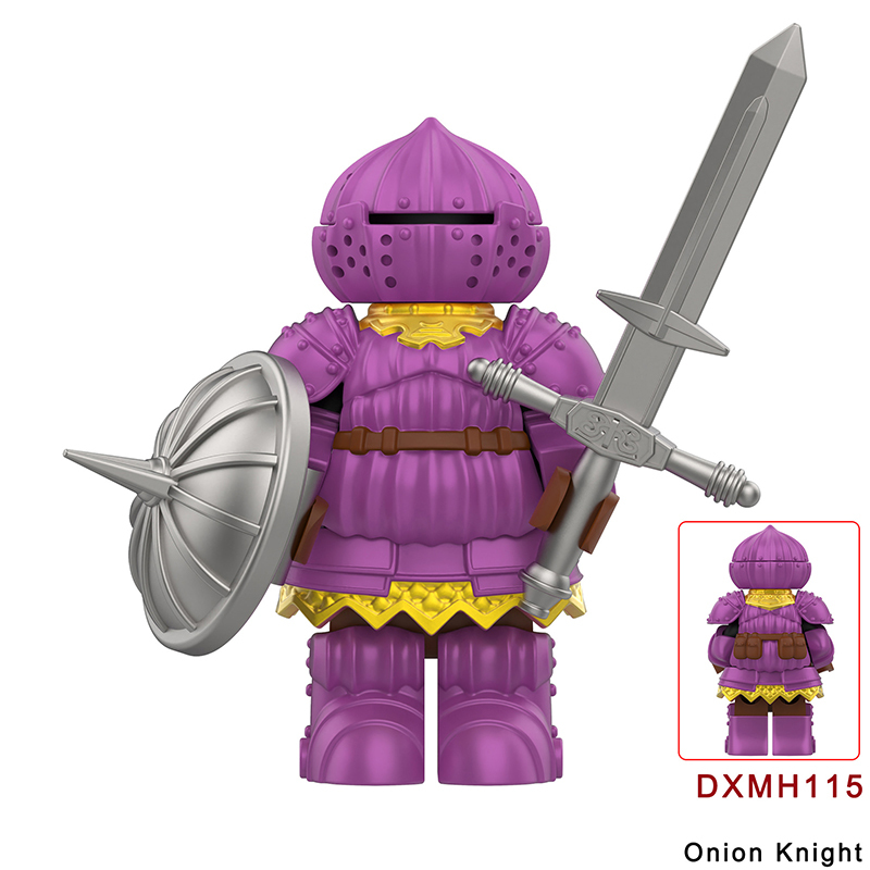 DMXH110 DMXH111 Onion Knight Soldier Minifigs Dark Souls Weapon War Shield Moonrock Guardian Building Blocks Crossbow Toy Kids Gifts
