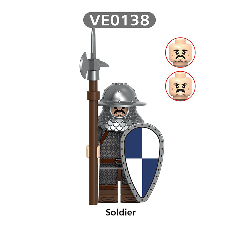 V1002 Medieval Green Rothwynn Knight Army Minifigs Building Blocks Weapon Soldiers Castle Guard Shield Children Toys Gifts