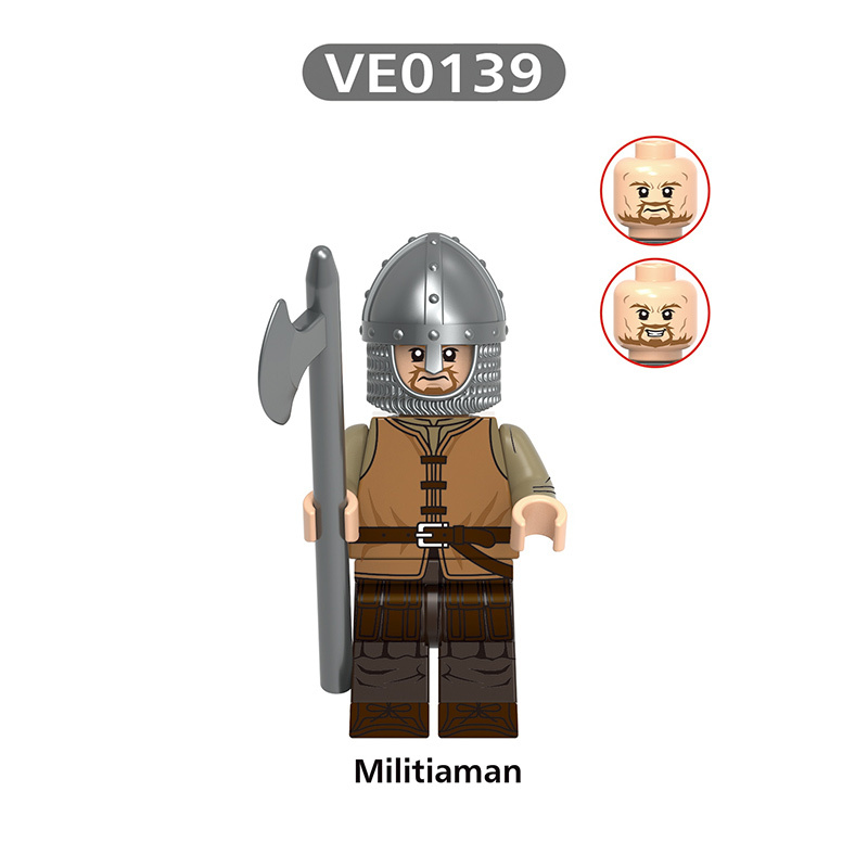 V1002 Medieval Green Rothwynn Knight Army Minifigs Building Blocks Weapon Soldiers Castle Guard Shield Children Toys Gifts
