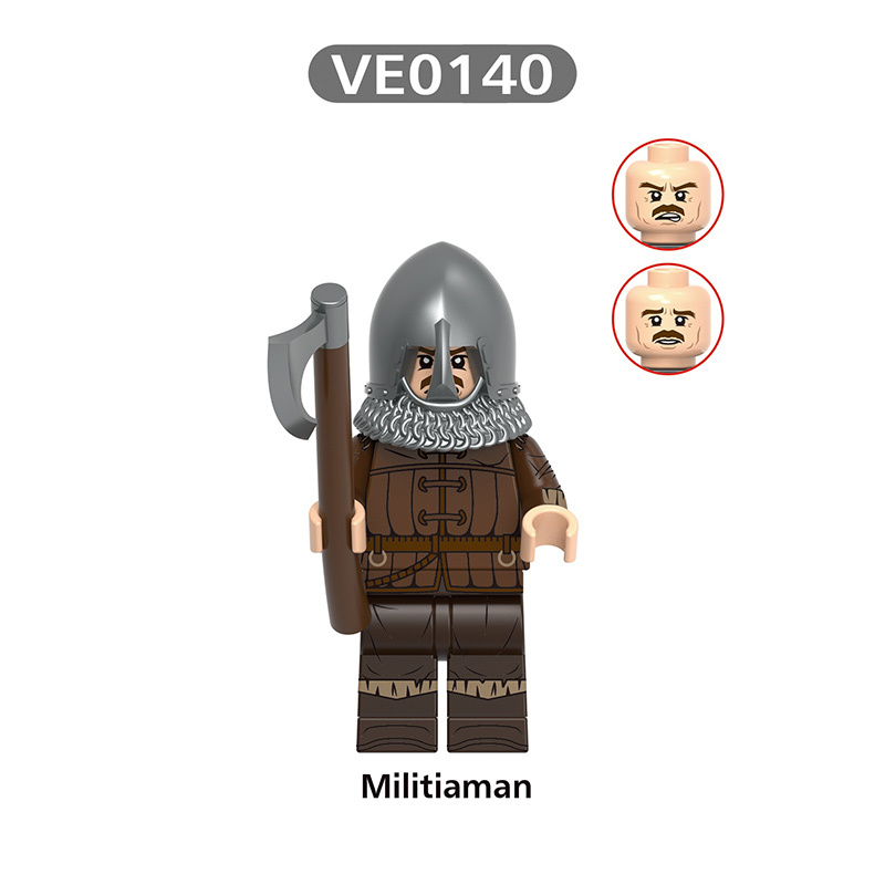 V1002 Medieval Green Rothwynn Knight Army Minifigs Building Blocks Weapon Soldiers Castle Guard Shield Children Toys Gifts