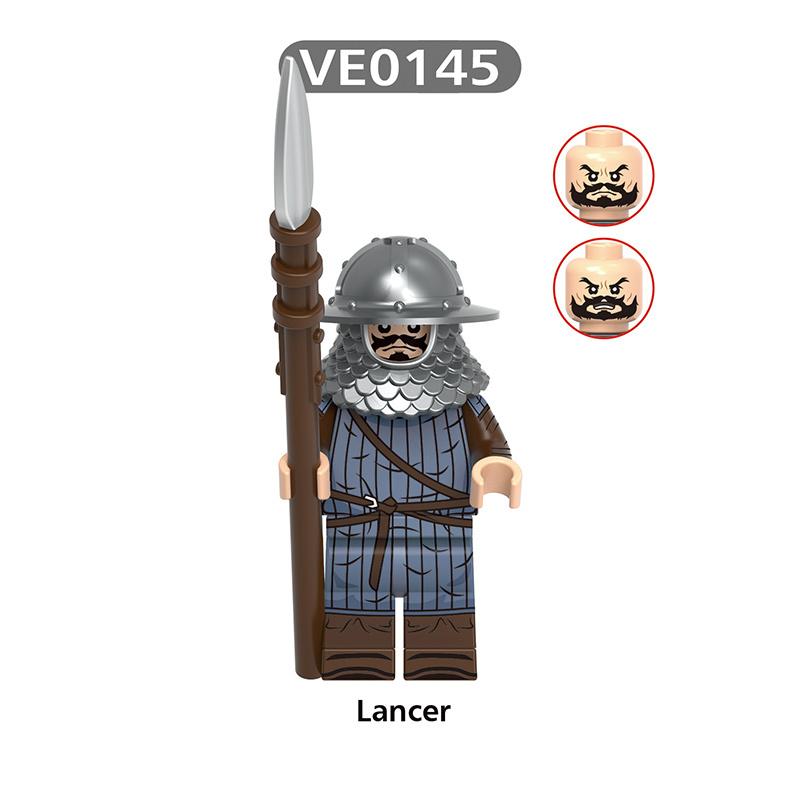 V1002 Medieval Green Rothwynn Knight Army Minifigs Building Blocks Weapon Soldiers Castle Guard Shield Children Toys Gifts