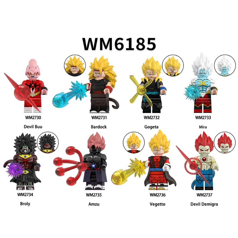 WM6185 Dragon Ball Devil Buu Bardock Gogeta Building Blocks Comic Torankusu Vegeta Turles Japanese Anime Action Gifts Toys Kids