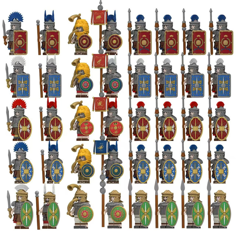 N822-825 Medieval Series Ancient Roman Heavy Infantry Minifigs Building Blocks Legioinary Auxiliary Weapon Sword Shield Toys Boys
