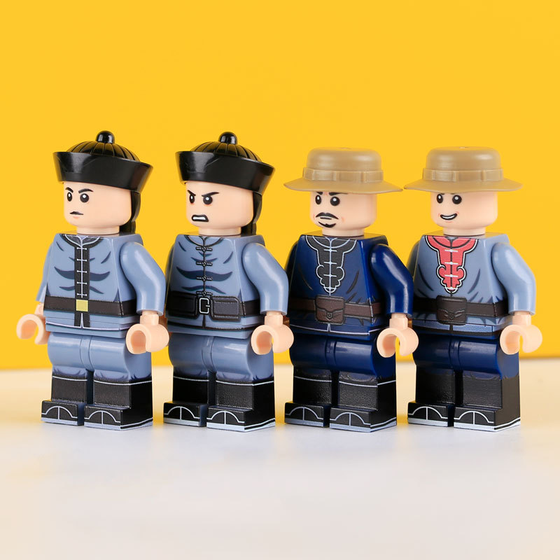 DY314-317 M126-133 Militarythe Qing Dynasty Army Plain Banner Minifigs Building Blocks Horse Soldiers War Weapon Accessories Models Toys