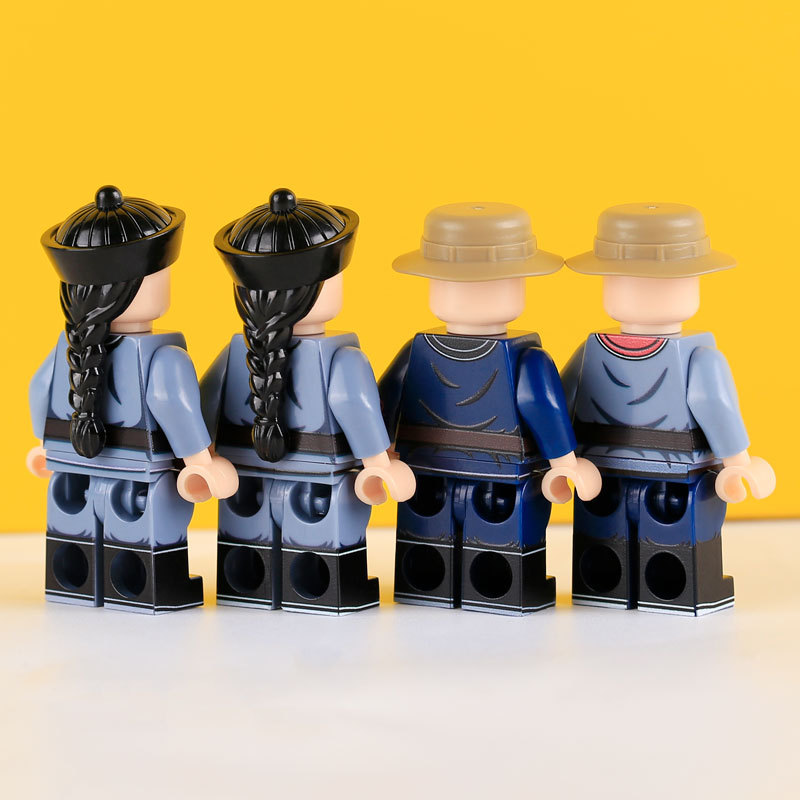 DY314-317 M126-133 Militarythe Qing Dynasty Army Plain Banner Minifigs Building Blocks Horse Soldiers War Weapon Accessories Models Toys