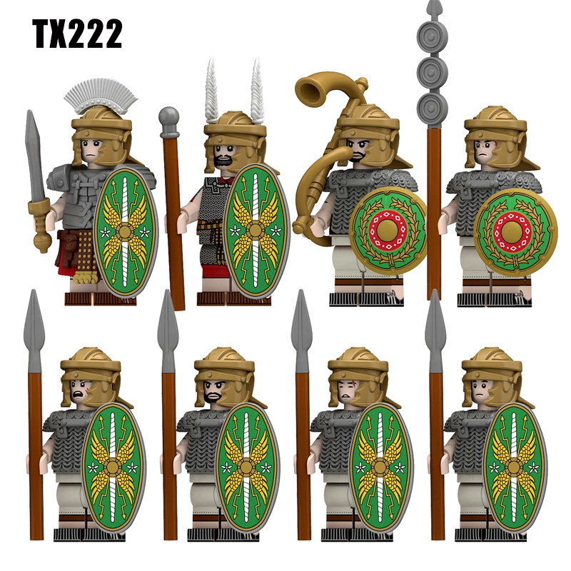 N822-825 Medieval Series Ancient Roman Heavy Infantry Minifigs Building Blocks Legioinary Auxiliary Weapon Sword Shield Toys Boys