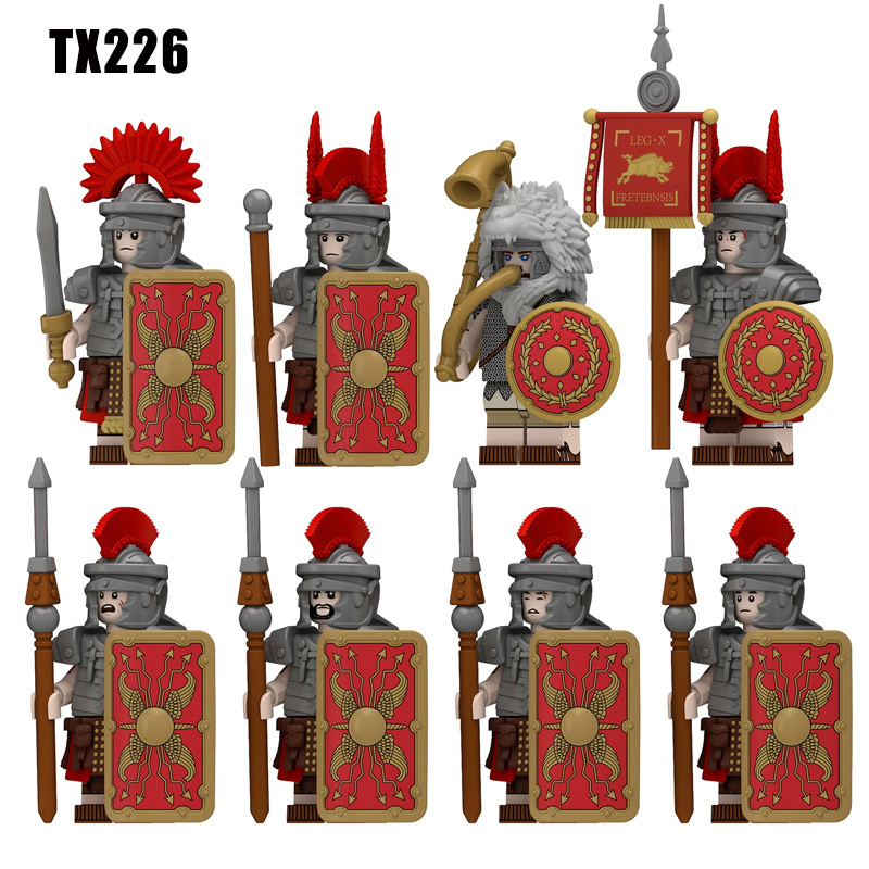 N822-825 Medieval Series Ancient Roman Heavy Infantry Minifigs Building Blocks Legioinary Auxiliary Weapon Sword Shield Toys Boys