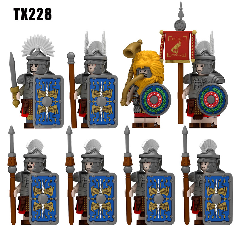 N822-825 Medieval Series Ancient Roman Heavy Infantry Minifigs Building Blocks Legioinary Auxiliary Weapon Sword Shield Toys Boys