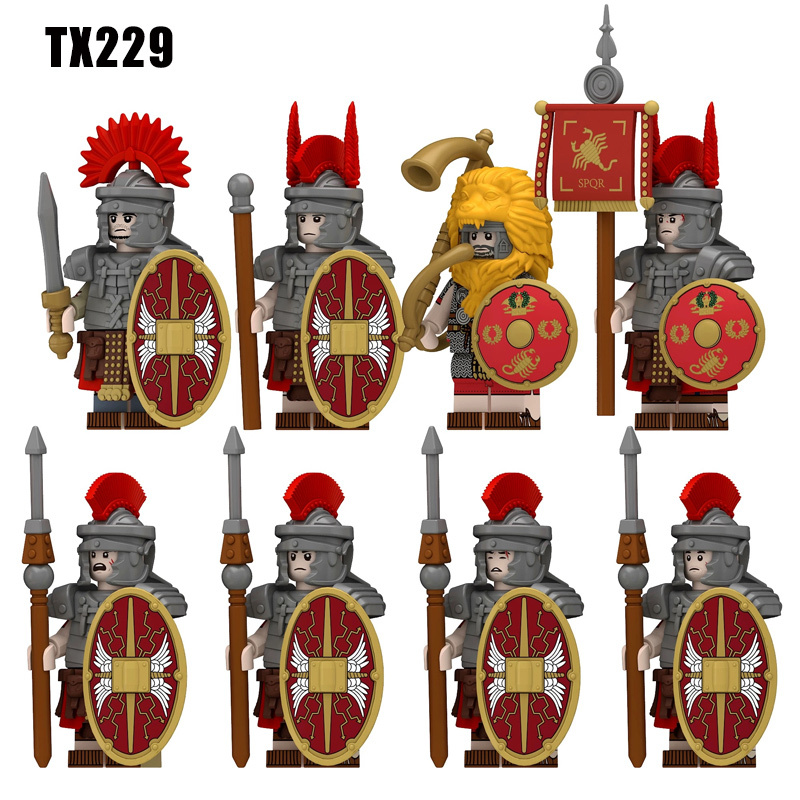 N822-825 Medieval Series Ancient Roman Heavy Infantry Minifigs Building Blocks Legioinary Auxiliary Weapon Sword Shield Toys Boys