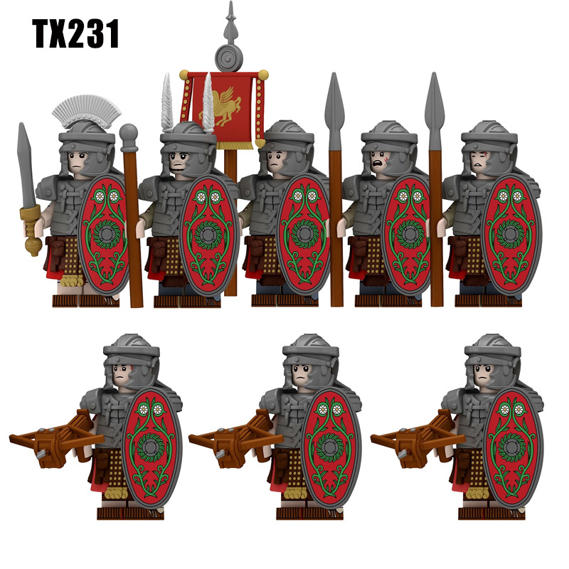 N822-825 Medieval Series Ancient Roman Heavy Infantry Minifigs Building Blocks Legioinary Auxiliary Weapon Sword Shield Toys Boys
