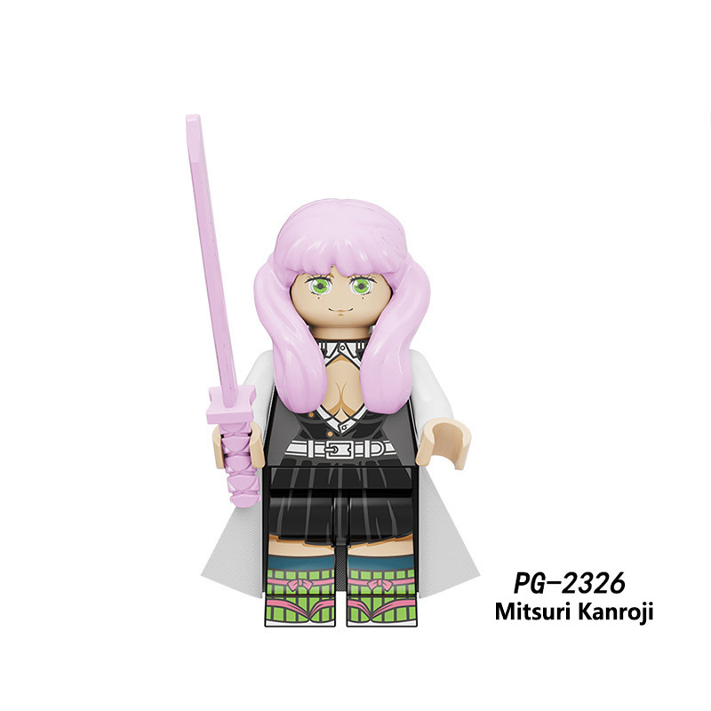 PG8291 Japanese Anime Bleach Series Minifigs Building Blocks Jump Comics Kurosaki Ichigo Kuchiki Rukia Character Weapon Toys Boy
