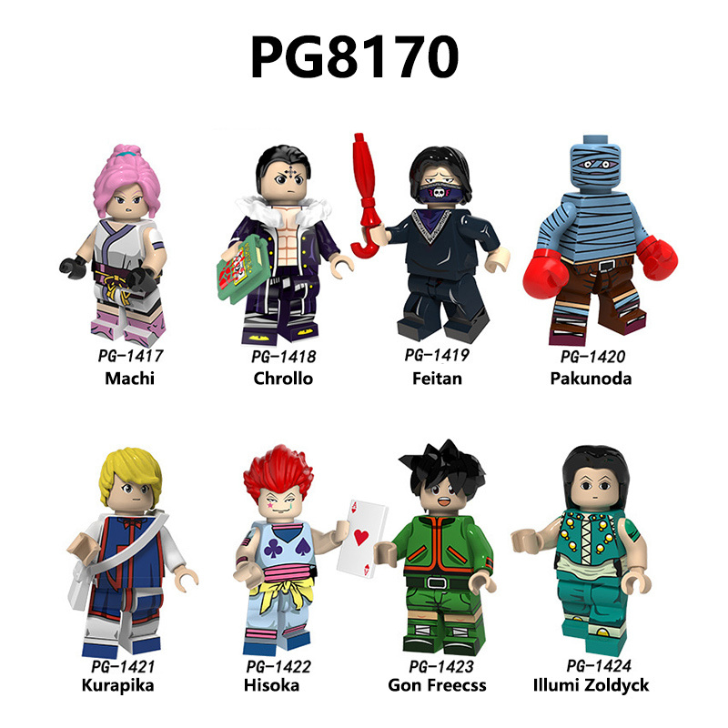 PG8291 Japanese Anime Bleach Series Minifigs Building Blocks Jump Comics Kurosaki Ichigo Kuchiki Rukia Character Weapon Toys Boy