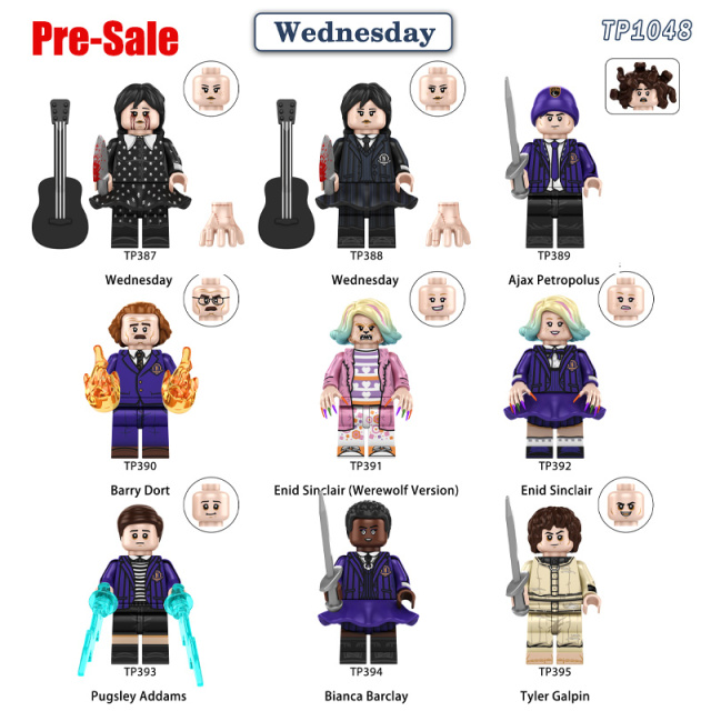 TP1048 Netflix US TV Series Wednesday Addams Minifigs Building Blocks Barry Dort Mini Action Figure Character Accessories Toys Gifts Kids
