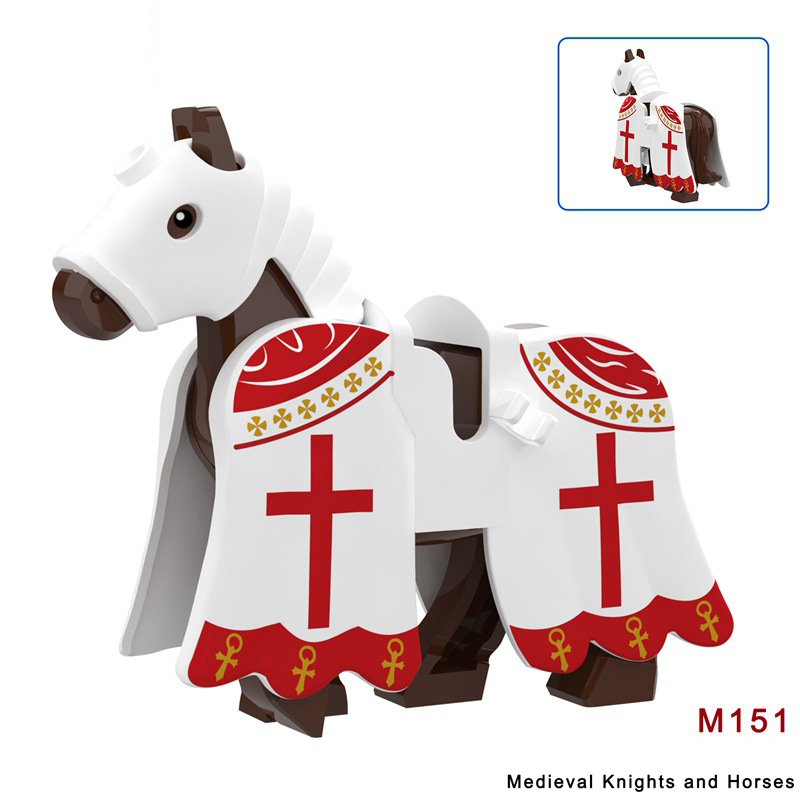 M135-140 Medieval Series Wolf War Horse Barding Building Blocks Army Soldiers Bat Horse Barding Knight Infantry Sword Shield Helmet Boy Toys