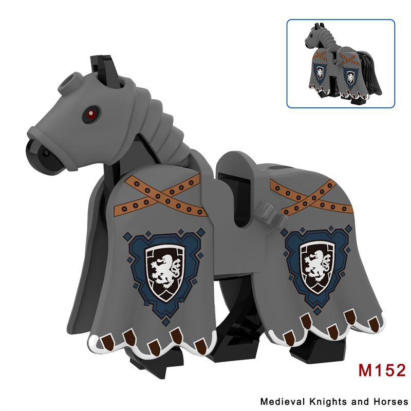 M135-140 Medieval Series Wolf War Horse Barding Building Blocks Army Soldiers Bat Horse Barding Knight Infantry Sword Shield Helmet Boy Toys