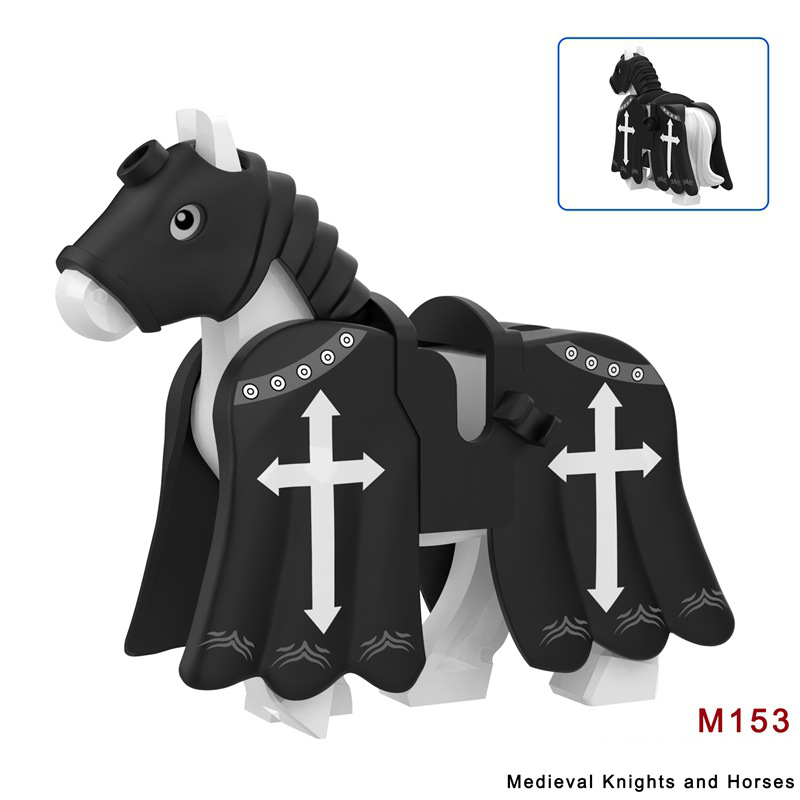 M135-140 Medieval Series Wolf War Horse Barding Building Blocks Army Soldiers Bat Horse Barding Knight Infantry Sword Shield Helmet Boy Toys