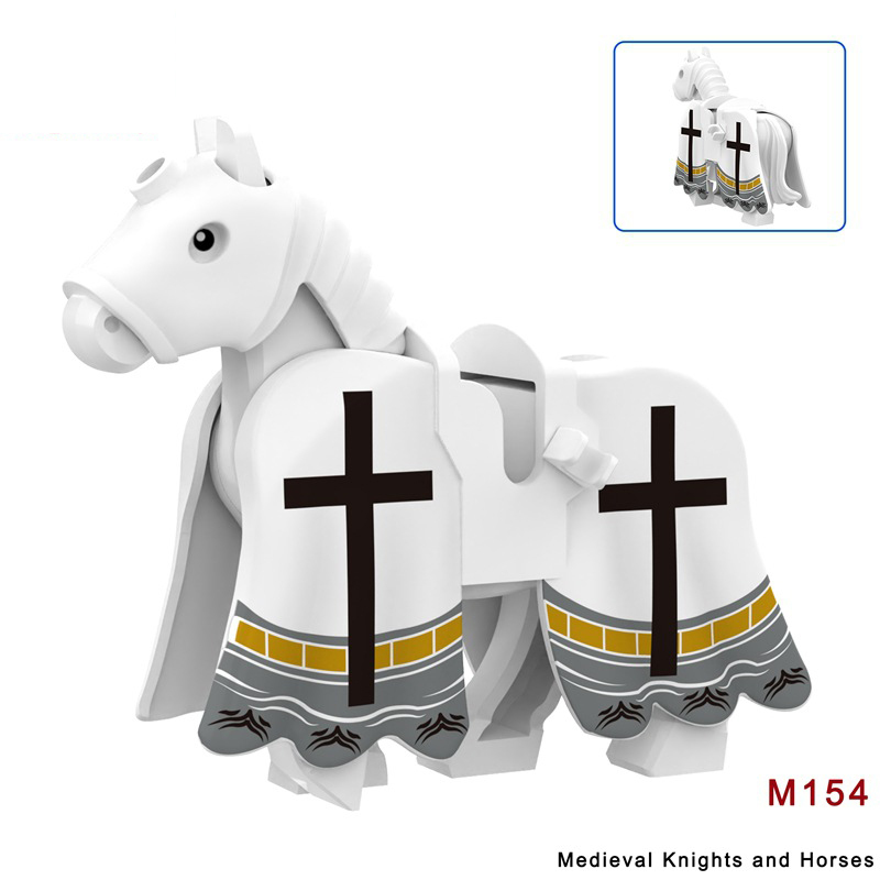 M135-140 Medieval Series Wolf War Horse Barding Building Blocks Army Soldiers Bat Horse Barding Knight Infantry Sword Shield Helmet Boy Toys