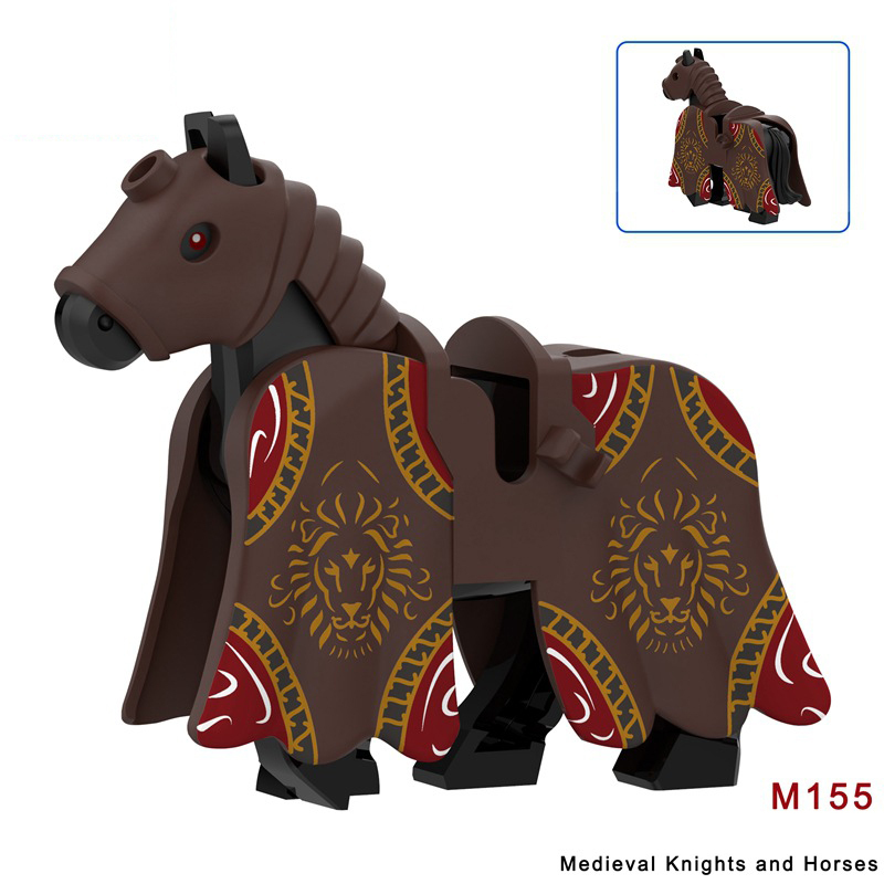 M135-140 Medieval Series Wolf War Horse Barding Building Blocks Army Soldiers Bat Horse Barding Knight Infantry Sword Shield Helmet Boy Toys