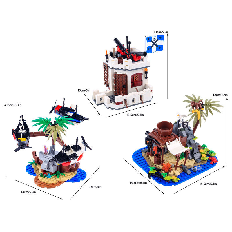 Medieval MOC Scene Building Block Gallow Pirate Ship Cage Elf Treehouse Wizard Kitchen Furniture Pool Notice Board Toy Gift