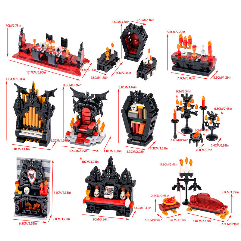City Series Halloween Hut Minifigs Building Blocks Dog Animal Princess Skull Horse Accessories Witch Festival Toys Gifts Boys