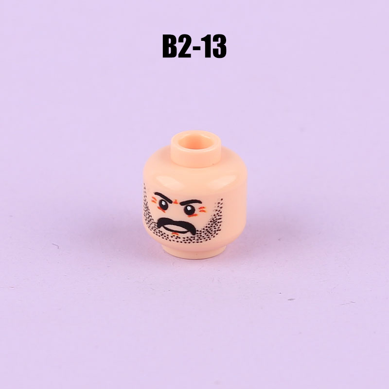 N1033-1036 MOC Figures Accessories Head Building Blocks Soldier Injured Expression Doctor City Hero Head Parts Mini Bricks Toys Kids Gifts