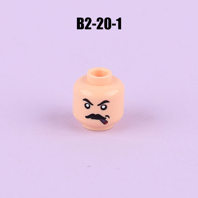N1033-1036 MOC Figures Accessories Head Building Blocks Soldier Injured Expression Doctor City Hero Head Parts Mini Bricks Toys Kids Gifts