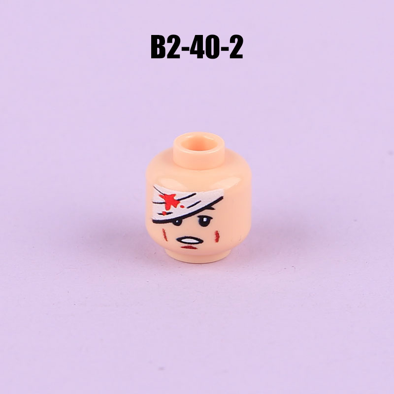 N1033-1036 MOC Figures Accessories Head Building Blocks Soldier Injured Expression Doctor City Hero Head Parts Mini Bricks Toys Kids Gifts