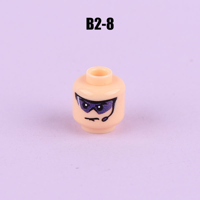 N1033-1036 MOC Figures Accessories Head Building Blocks Soldier Injured Expression Doctor City Hero Head Parts Mini Bricks Toys Kids Gifts