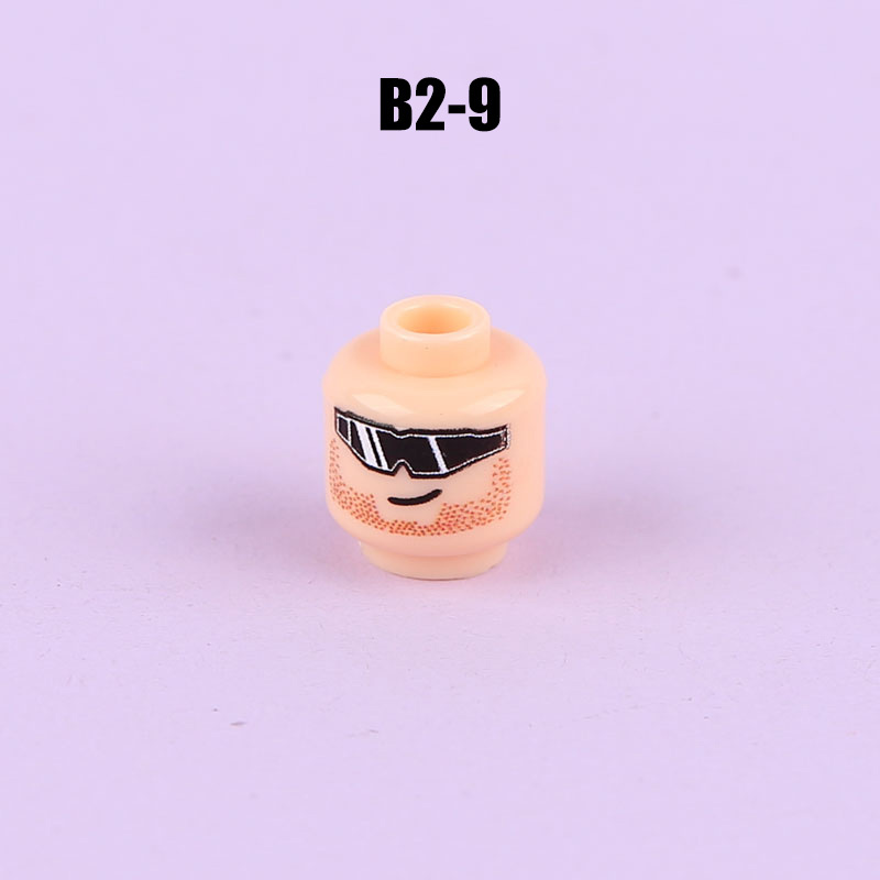 N1033-1036 MOC Figures Accessories Head Building Blocks Soldier Injured Expression Doctor City Hero Head Parts Mini Bricks Toys Kids Gifts