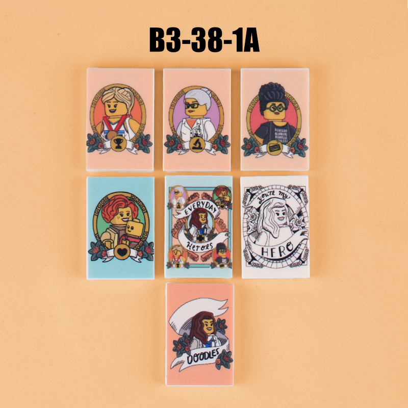 MOC City Medieval Posters Series Minifigs Wolfpack Skeleton Building Blocks Robin Printed Piece Compatible Toys Gift