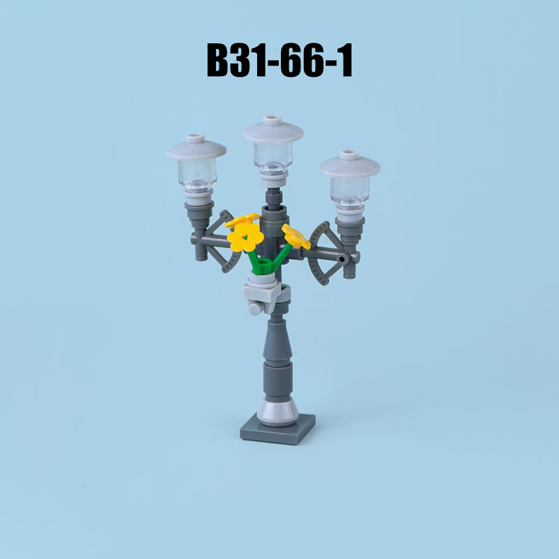 MOC City Road Minifigures Traffic Sign Building Blocks Bat Lamp Streetlight Figures Accessories Brick Model Toys For Children