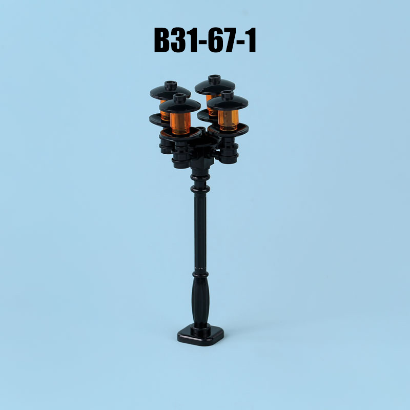 MOC City Road Minifigures Traffic Sign Building Blocks Bat Lamp Streetlight Figures Accessories Brick Model Toys For Children