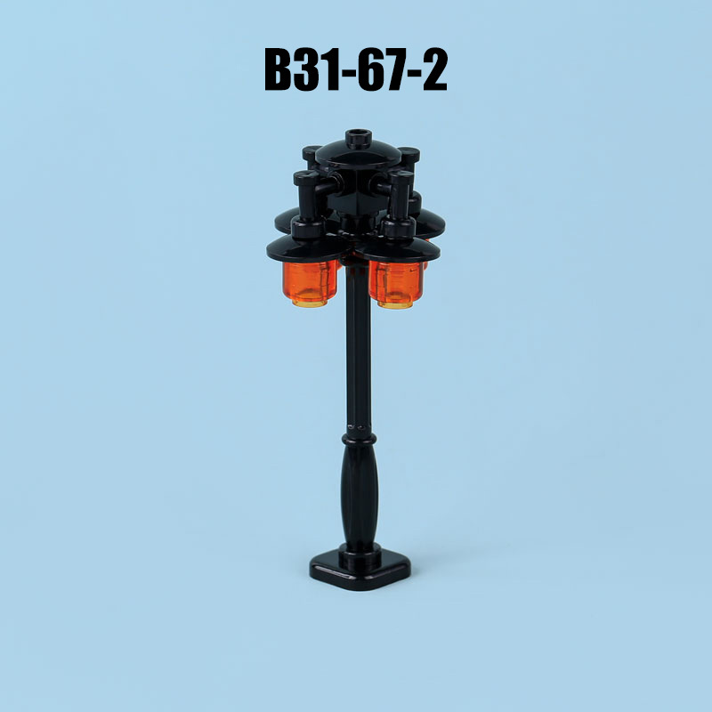 MOC City Road Minifigures Traffic Sign Building Blocks Bat Lamp Streetlight Figures Accessories Brick Model Toys For Children